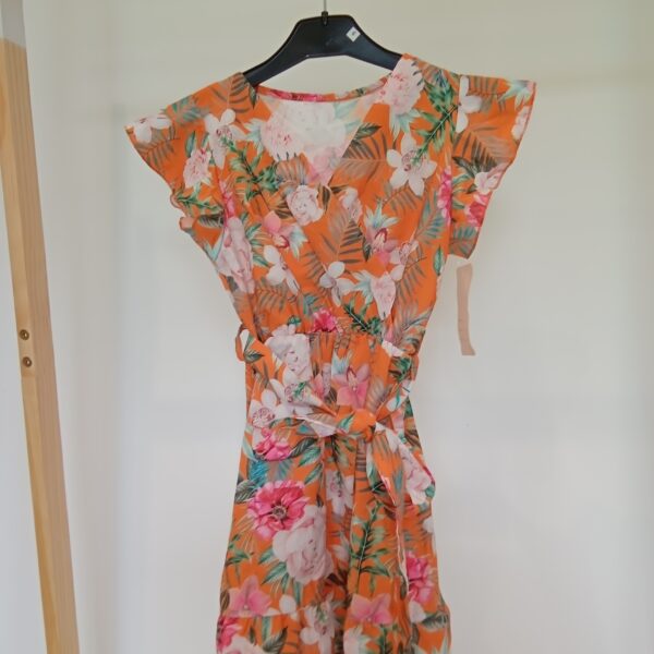 Robe orange à fleur