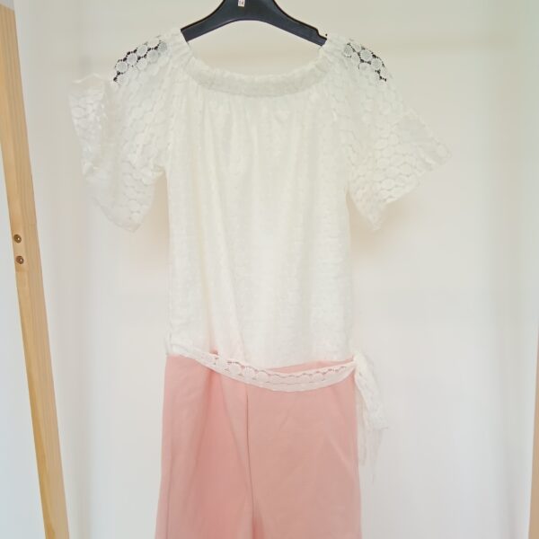 Combi short rose et blanc